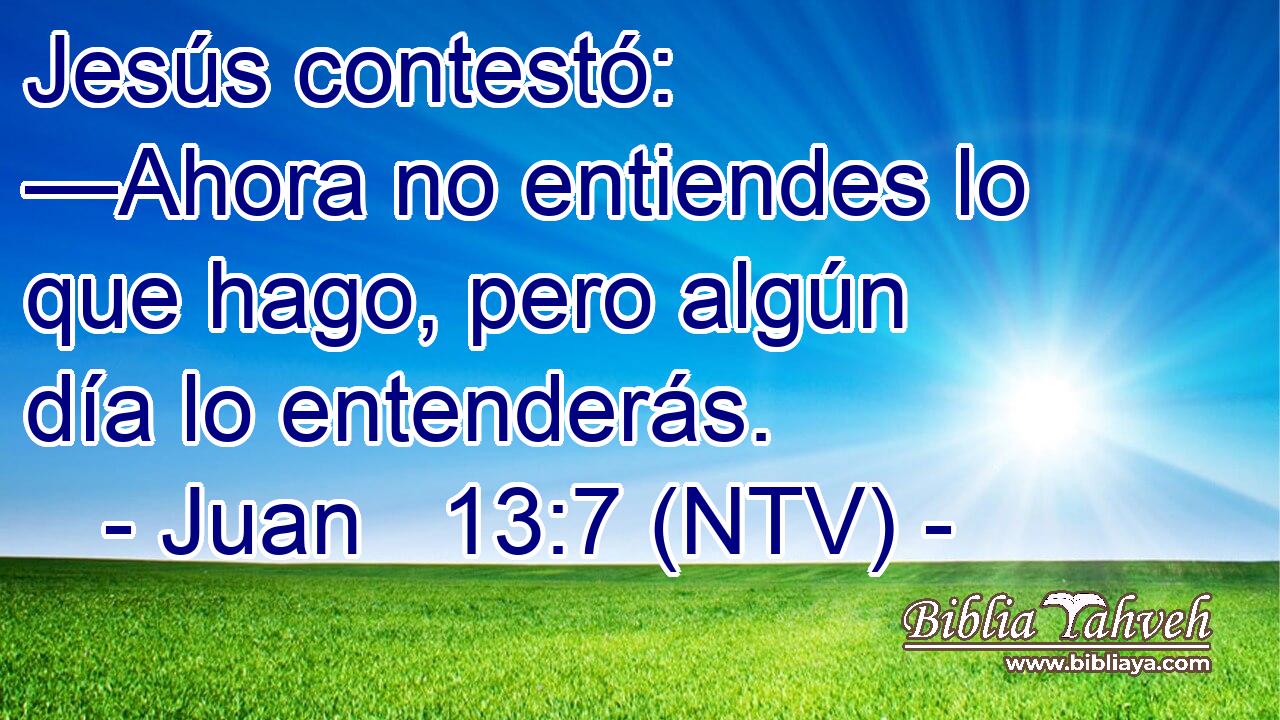 Jesús contestó: —Ahora no entiendes lo que hago, pero algún día lo entenderás.