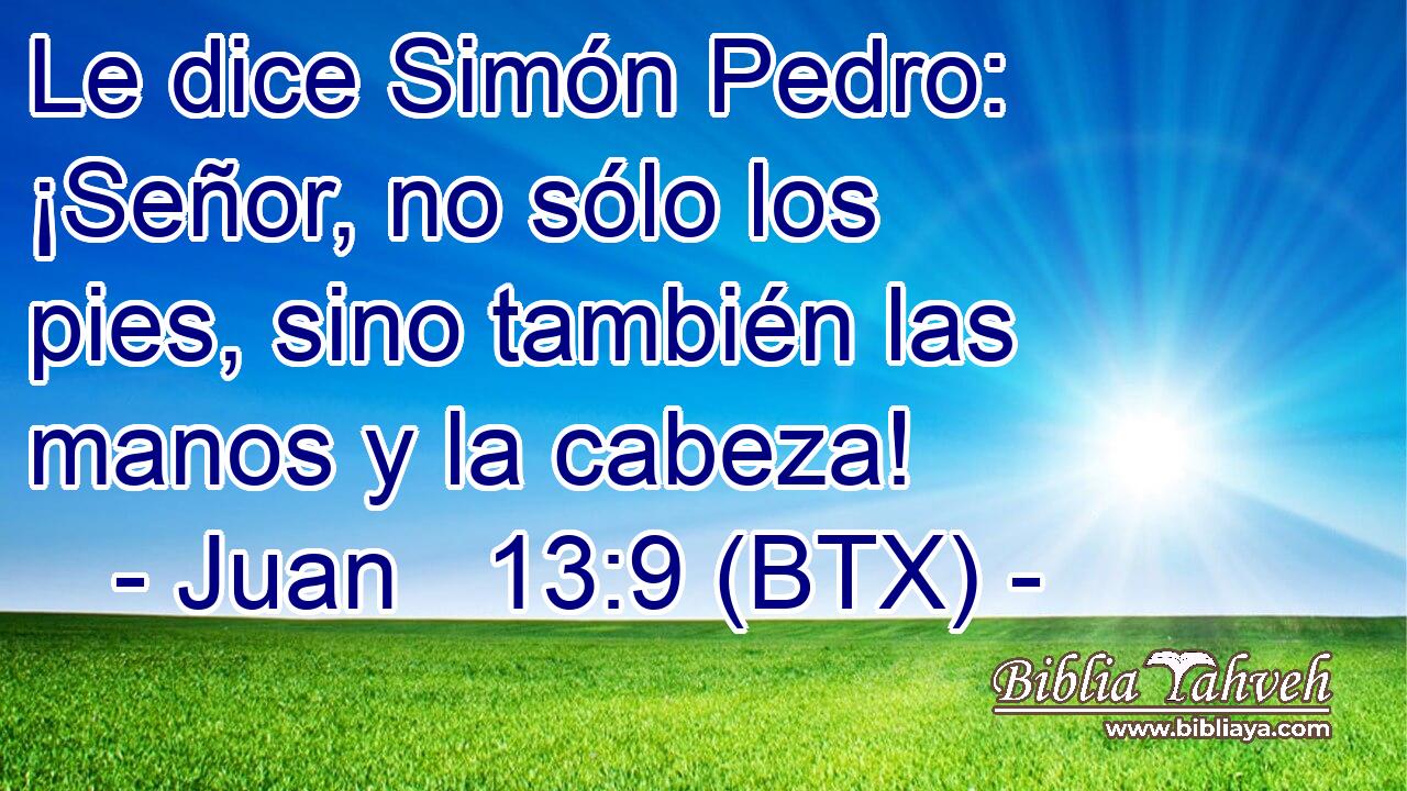 Le dice Simón Pedro: ¡Señor, no sólo los pies, sino también las manos y la cabeza!