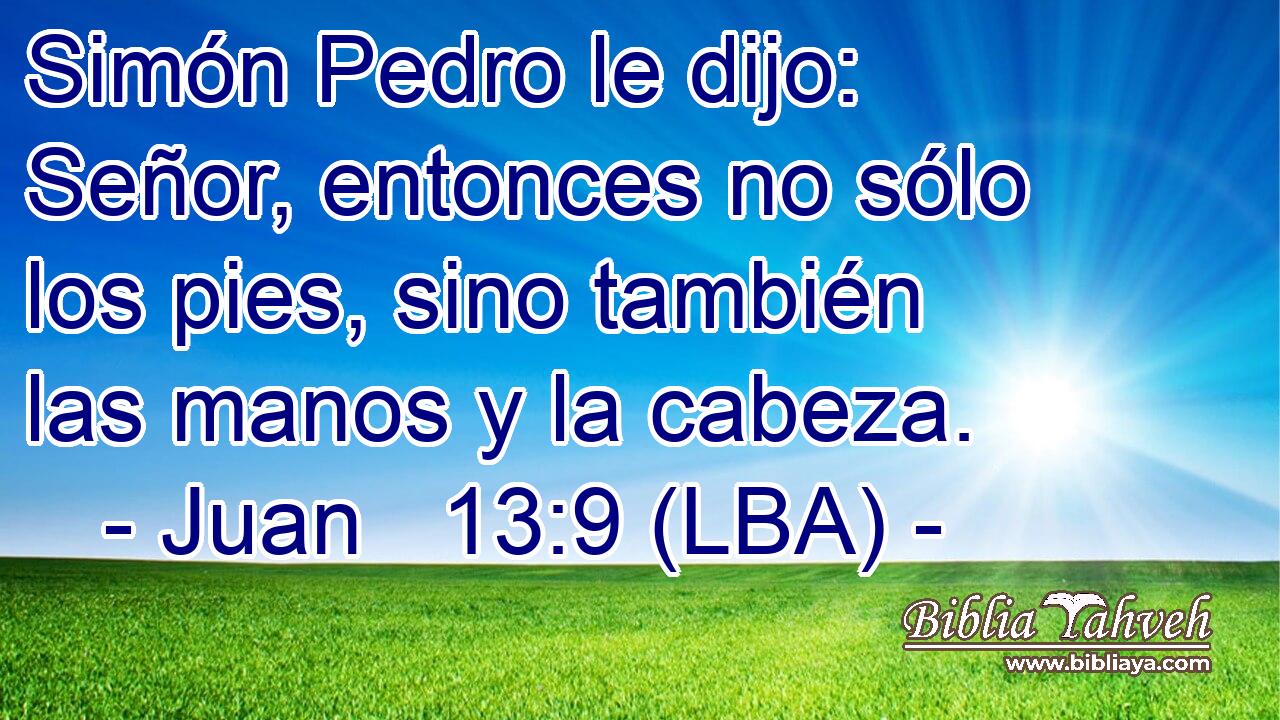 Simón Pedro le dijo: Señor, entonces no sólo los pies, sino también las manos y la cabeza.