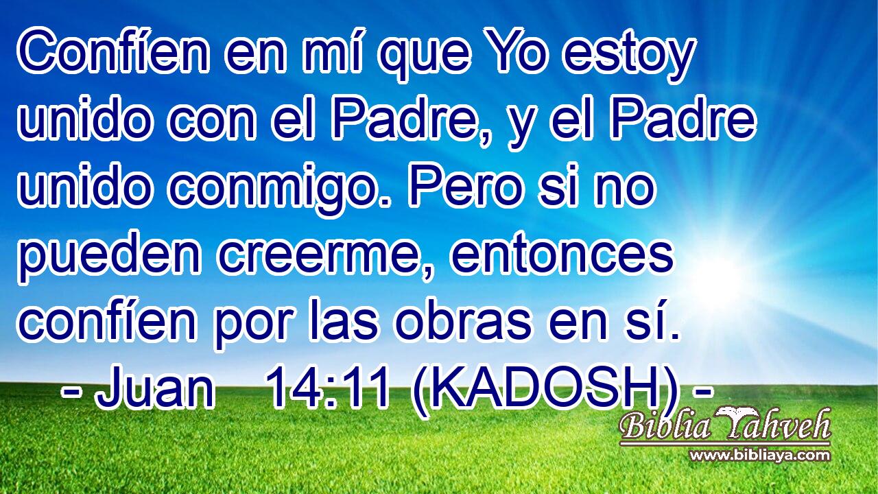  Confíen en mí que Yo estoy unido con el Padre, y el Padre unido conmigo. Pero si no pueden creerme, entonces confíen por las obras en sí. 