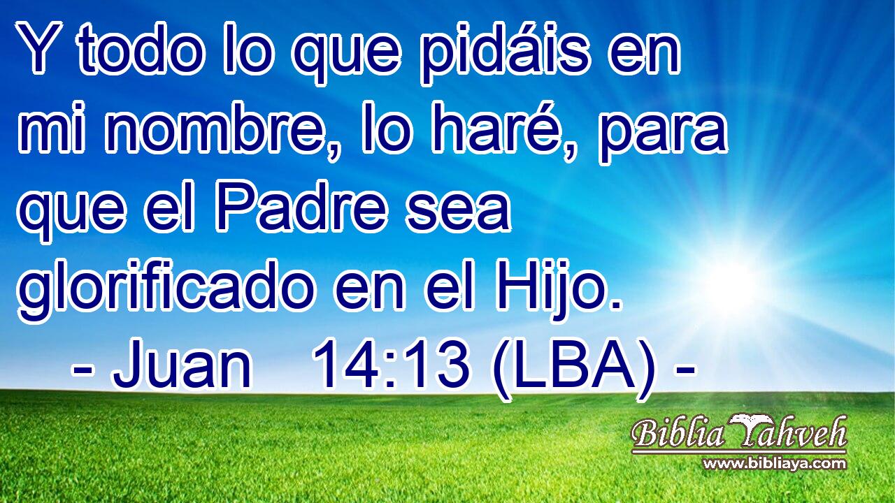 Juan 14:13 (lba) - Y todo lo que pidáis en mi nombre, lo haré,...