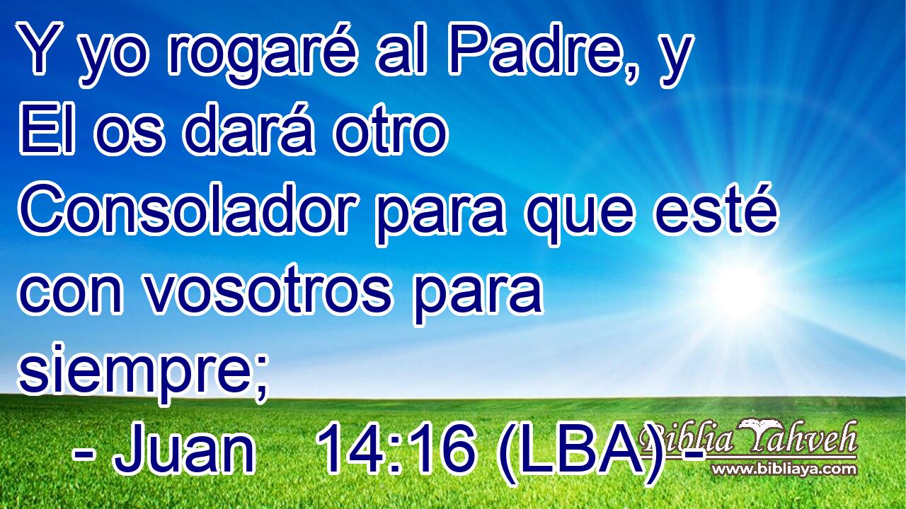 Y yo rogaré al Padre, y El os dará otro Consolador para que esté con vosotros para siempre;