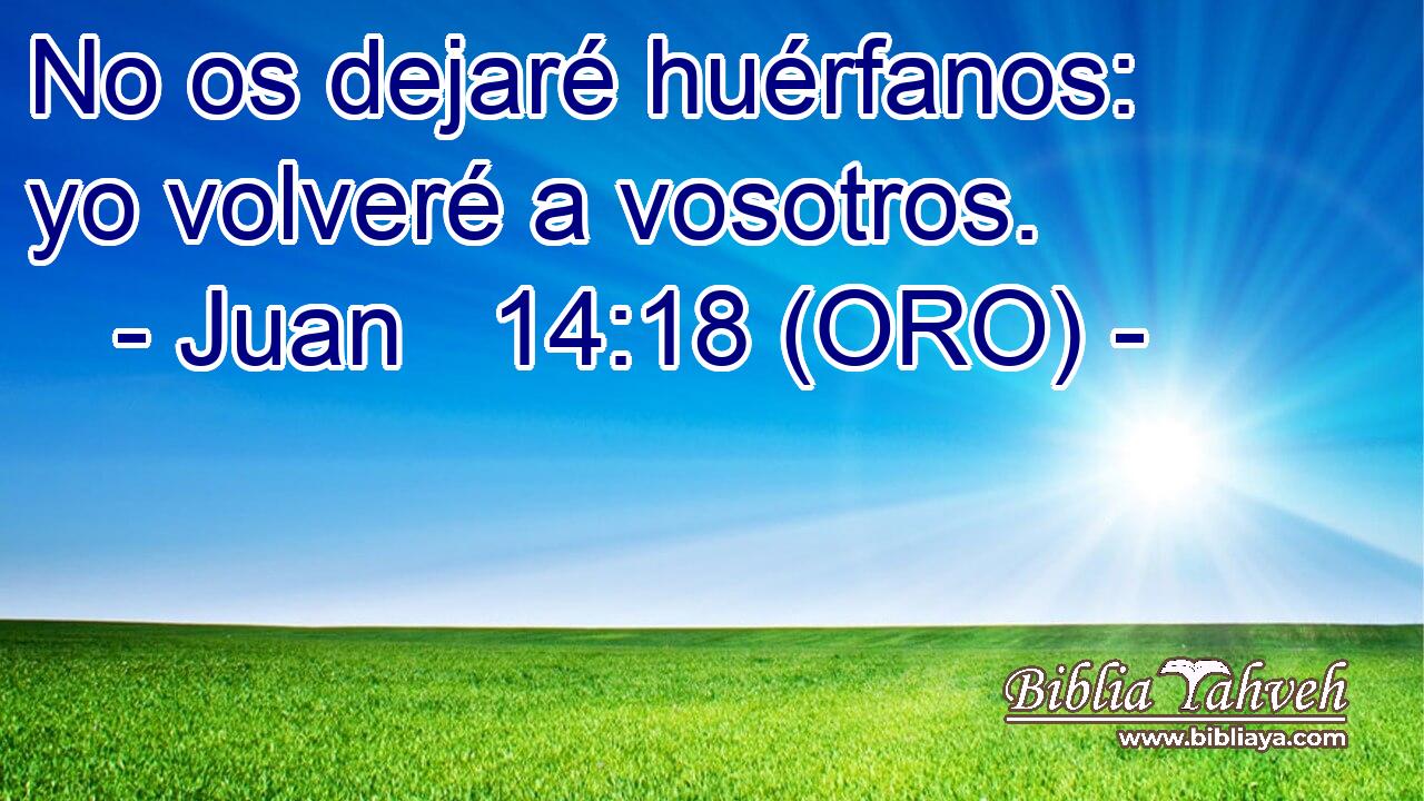  No os dejaré huérfanos: yo volveré a vosotros. 
