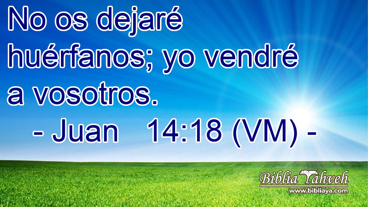  No os dejaré huérfanos; yo vendré a vosotros. 