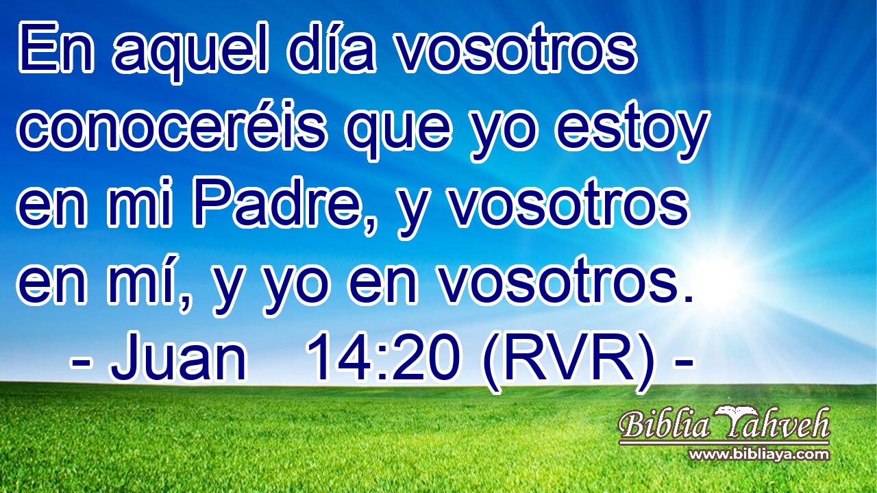 En aquel día vosotros conoceréis que yo estoy en mi Padre, y vosotros en mí, y yo en vosotros.