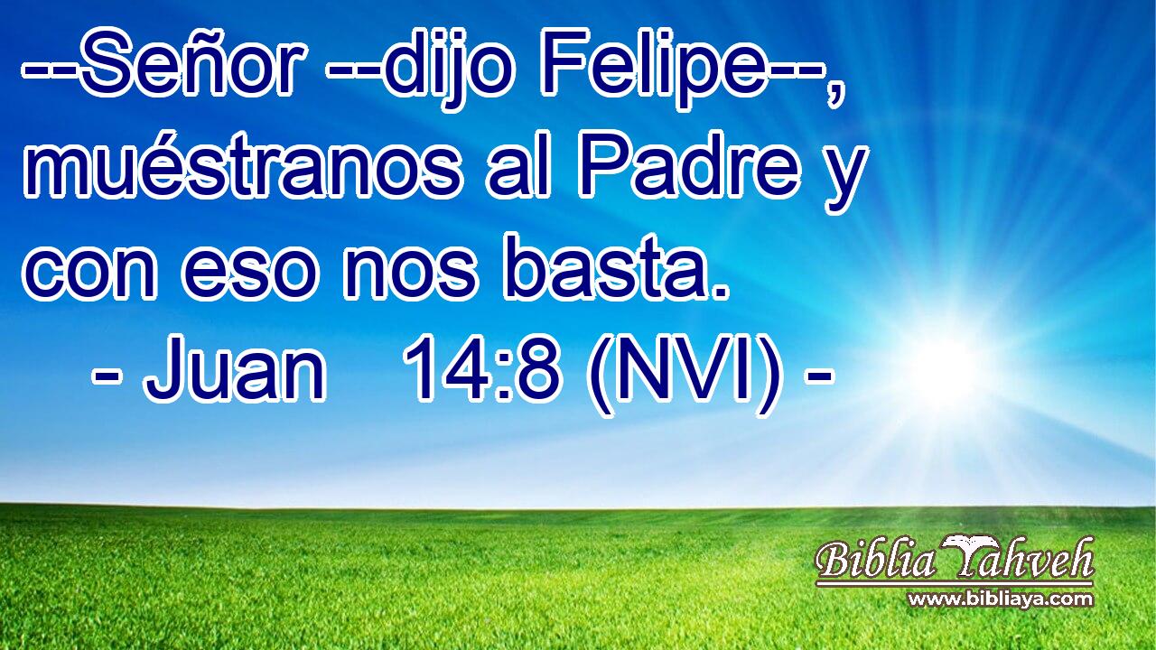 Juan 14:8 (NVI) - --Señor --dijo Felipe--, muéstranos al Padr...