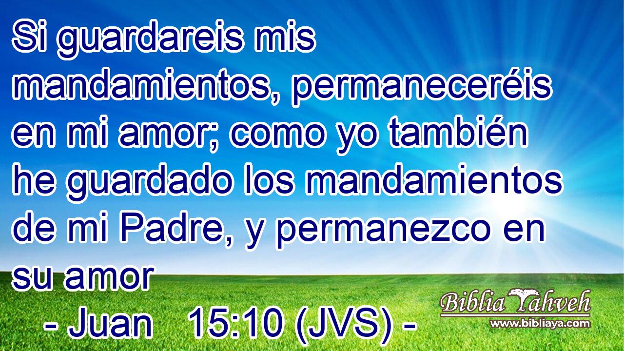 Si guardareis mis mandamientos, permaneceréis en mi amor; como yo también he guardado los mandamientos de mi Padre, y permanezco en su amor