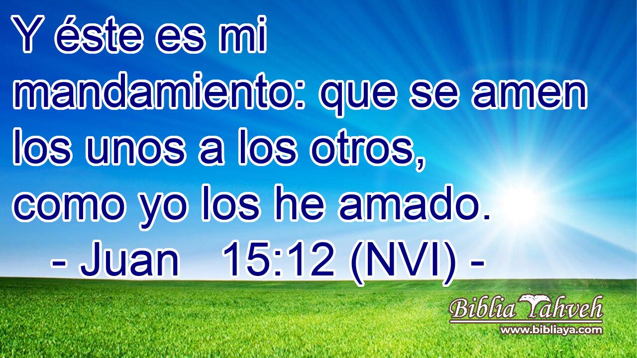  Y éste es mi mandamiento: que se amen los unos a los otros, como yo los he amado. 