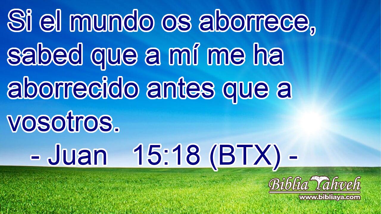 Si el mundo os aborrece, sabed que a mí me ha aborrecido antes que a vosotros.