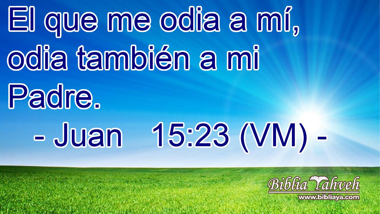  El que me odia a mí, odia también a mi Padre. 