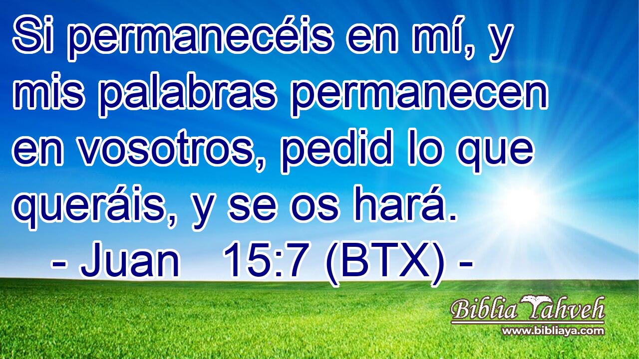 Si permanecéis en mí, y mis palabras permanecen en vosotros, pedid lo que queráis, y se os hará.