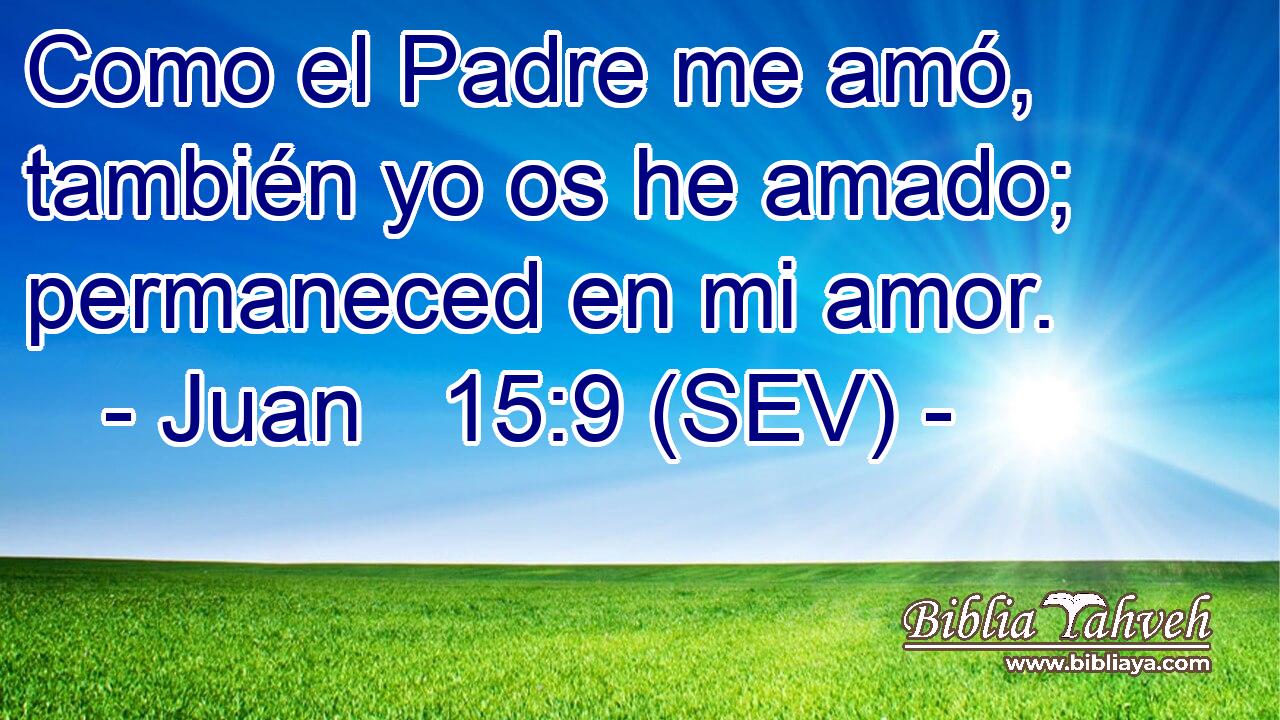 Juan 15:9 (sev) - Como el Padre me amó, también yo os he amado...