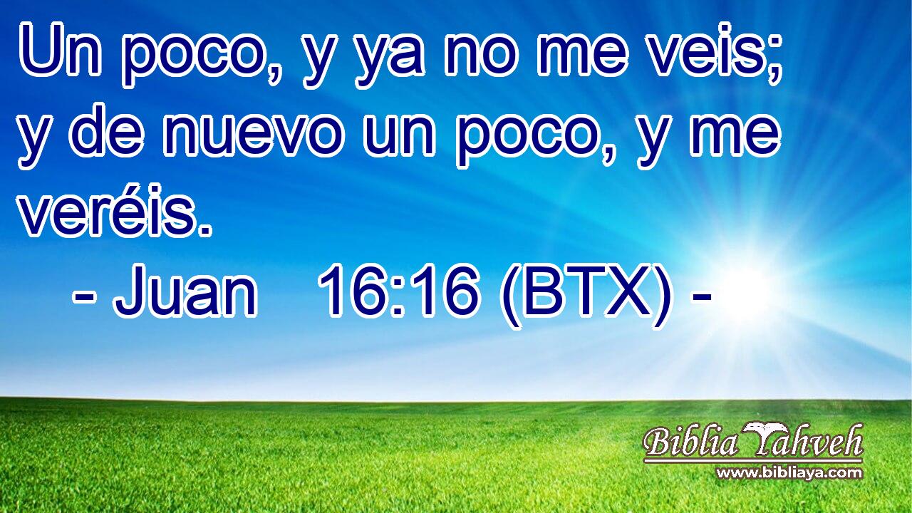 Un poco, y ya no me veis; y de nuevo un poco, y me veréis.