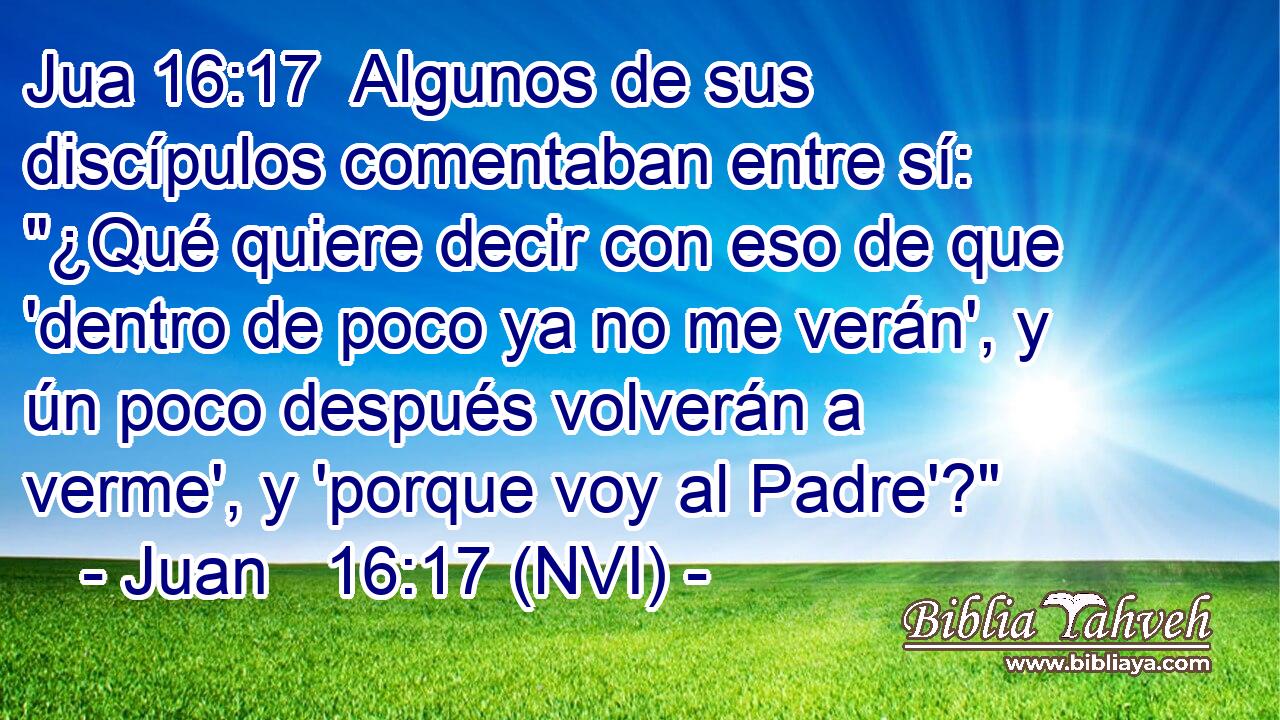 Jua 16:17  Algunos de sus discípulos comentaban entre sí: 