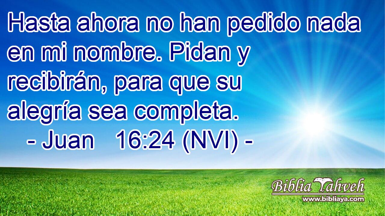  Hasta ahora no han pedido nada en mi nombre. Pidan y recibirán, para que su alegría sea completa. 
