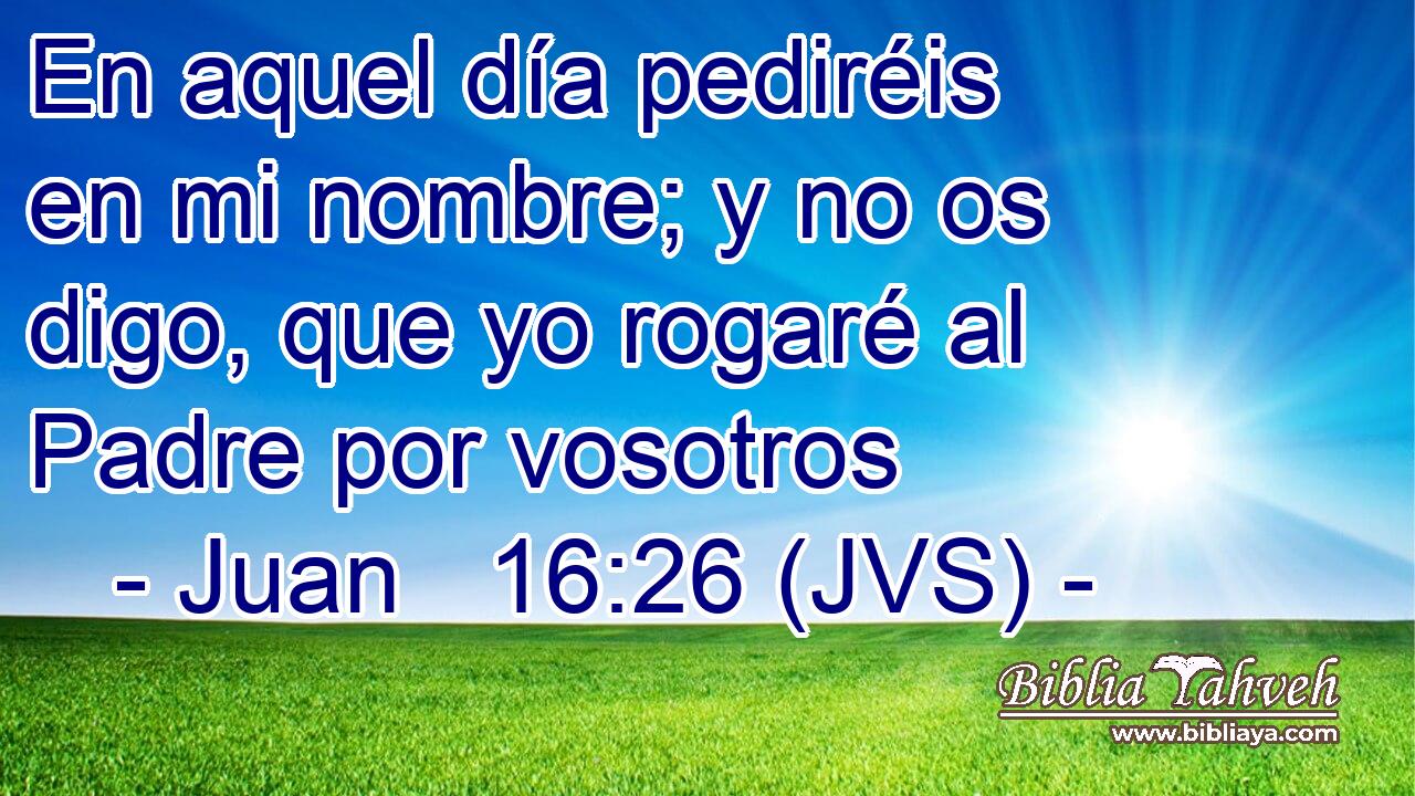 En aquel día pediréis en mi nombre; y no os digo, que yo rogaré al Padre por vosotros