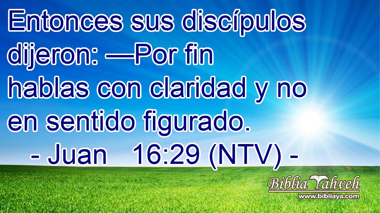 Entonces sus discípulos dijeron: —Por fin hablas con claridad y no en sentido figurado.