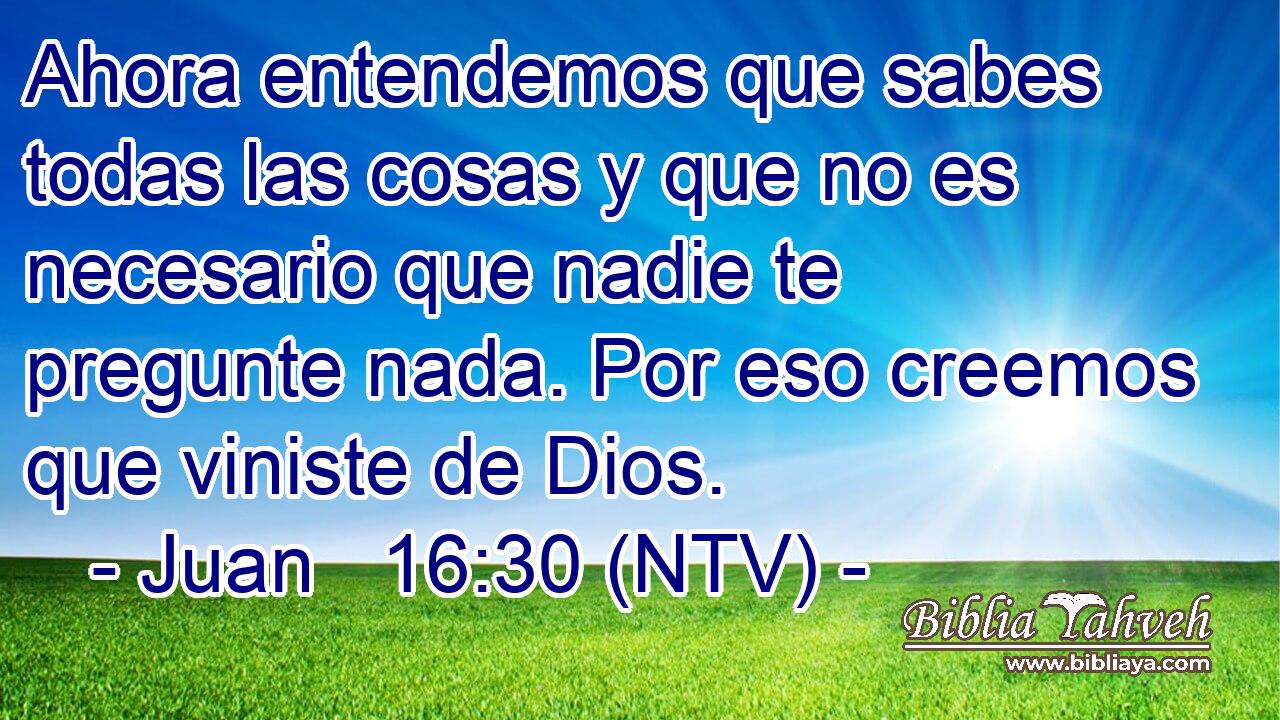 Ahora entendemos que sabes todas las cosas y que no es necesario que nadie te pregunte nada. Por eso creemos que viniste de Dios.