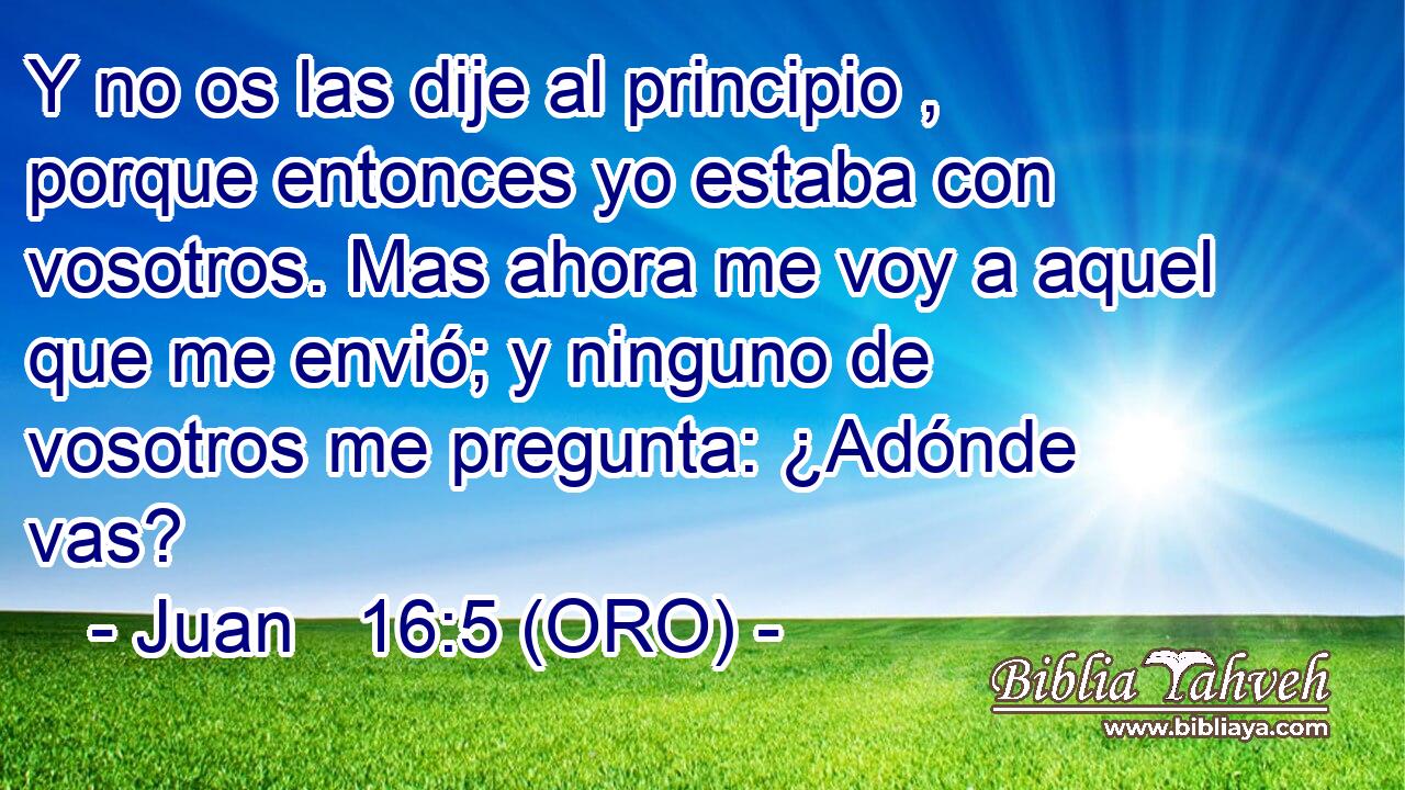  Y no os las dije al principio , porque entonces yo estaba con vosotros. Mas ahora me voy a aquel que me envió; y ninguno de vosotros me pregunta: ¿Adónde vas? 