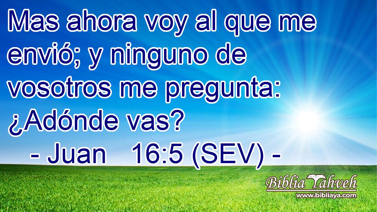 Mas ahora voy al que me envió; y ninguno de vosotros me pregunta: ¿Adónde vas?