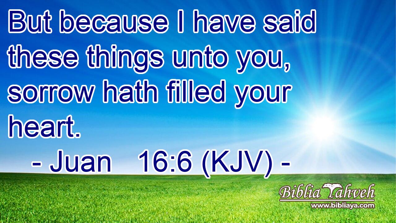 But because I have said these things unto you, sorrow hath filled your heart.