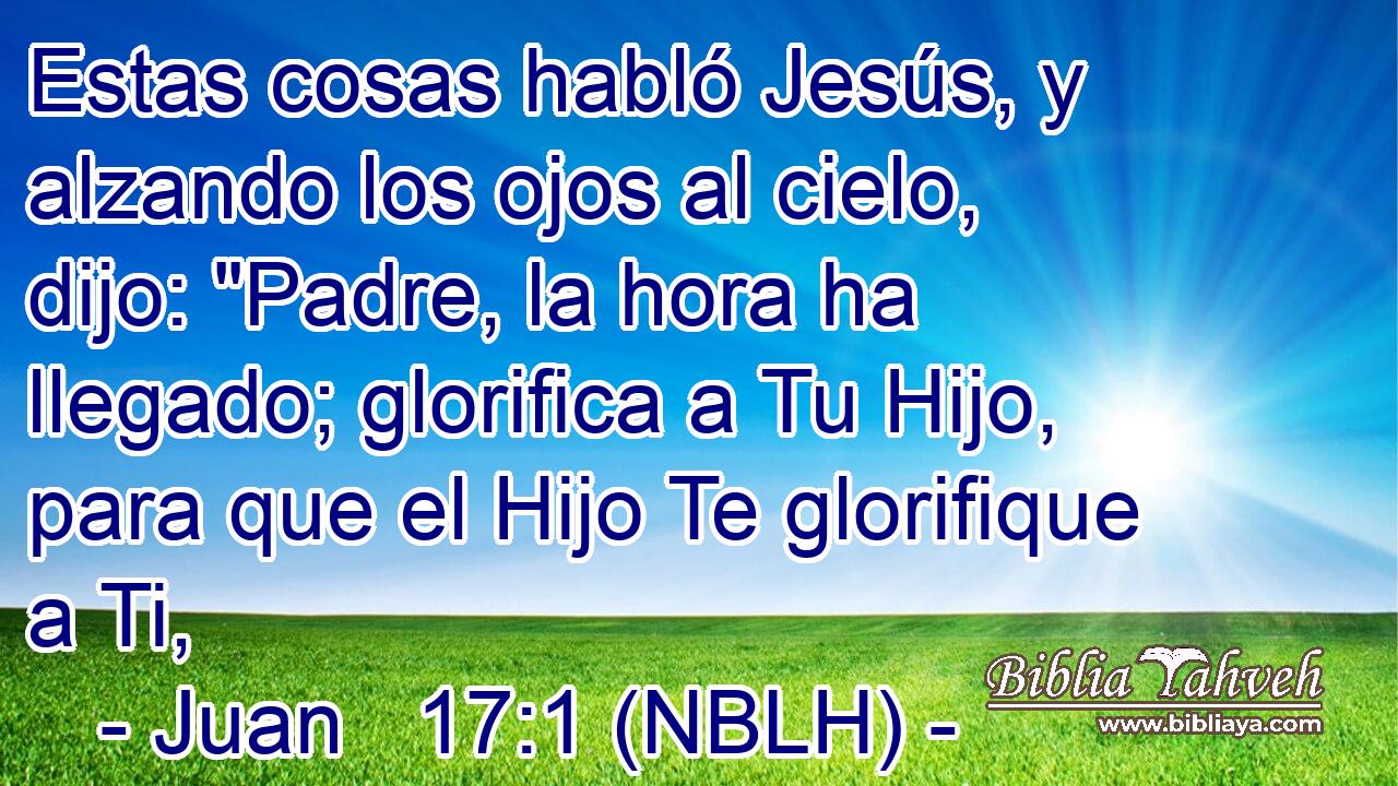  Estas cosas habló Jesús, y alzando los ojos al cielo, dijo: 