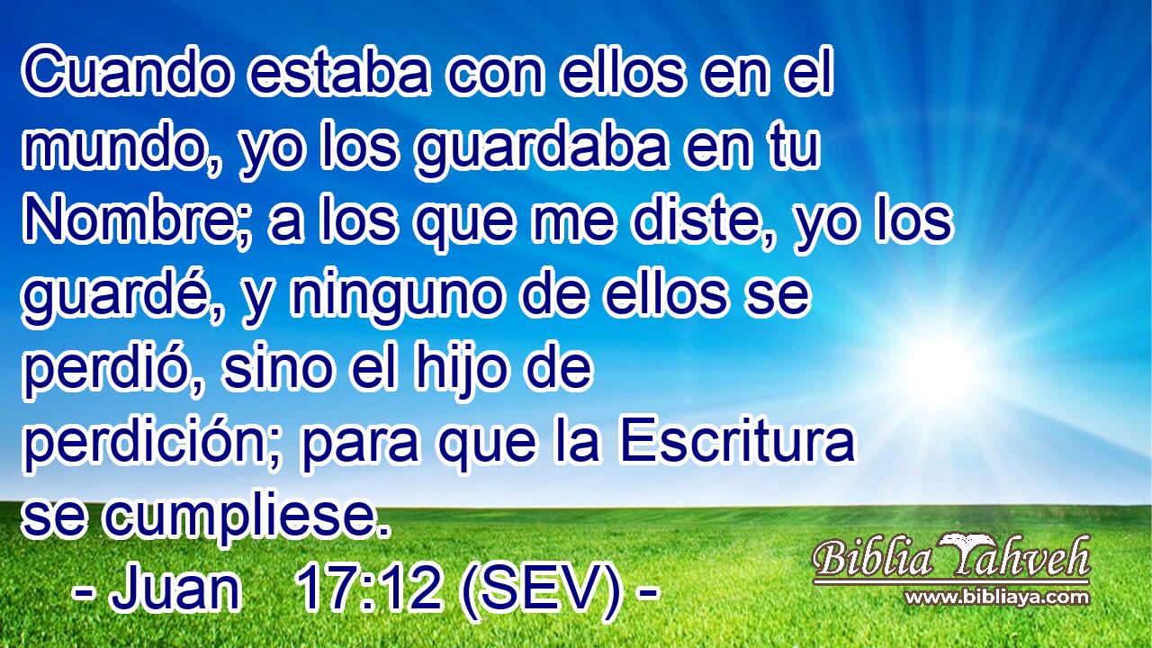 Cuando estaba con ellos en el mundo, yo los guardaba en tu Nombre; a los que me diste, yo los guardé, y ninguno de ellos se perdió, sino el hijo de perdición; para que la Escritura se cumpliese.