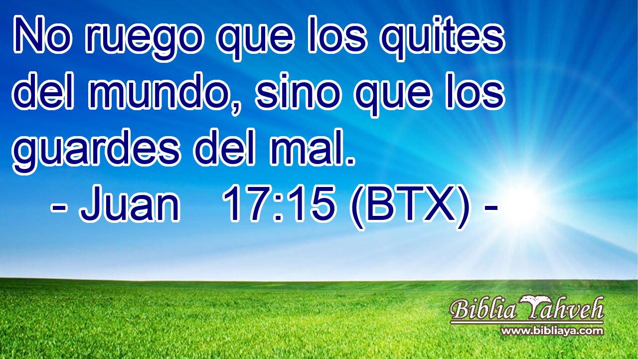 No ruego que los quites del mundo, sino que los guardes del mal.