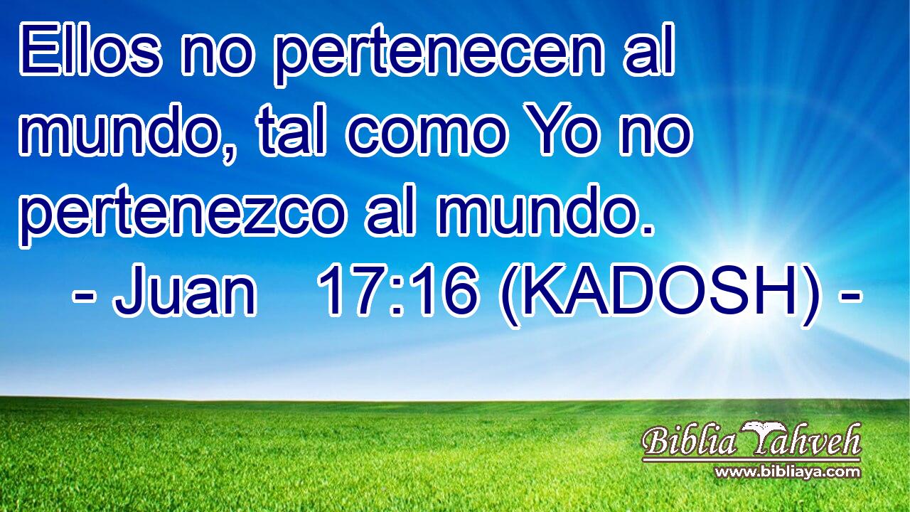  Ellos no pertenecen al mundo, tal como Yo no pertenezco al mundo. 