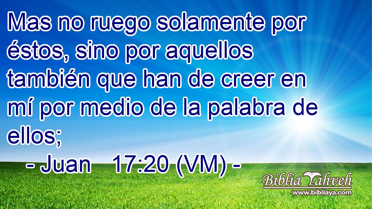  Mas no ruego solamente por éstos, sino por aquellos también que han de creer en mí por medio de la palabra de ellos; 