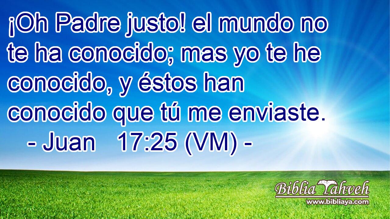  ¡Oh Padre justo! el mundo no te ha conocido; mas yo te he conocido, y éstos han conocido que tú me enviaste. 