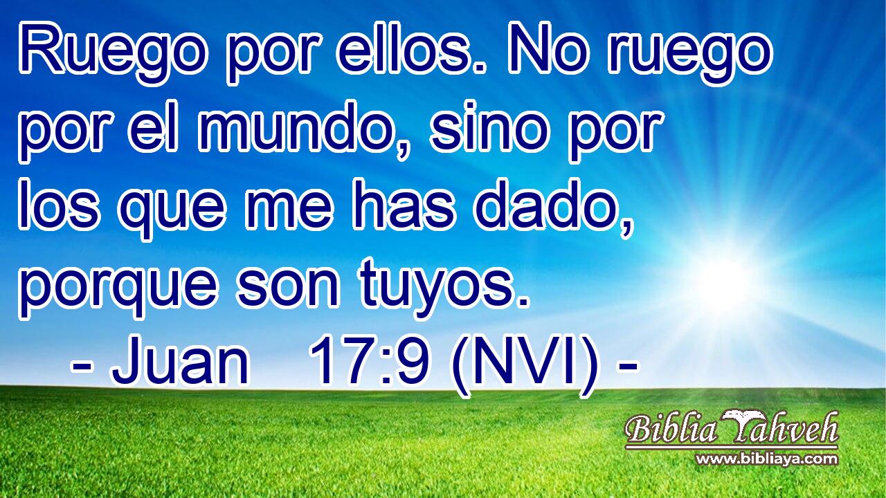  Ruego por ellos. No ruego por el mundo, sino por los que me has dado, porque son tuyos. 