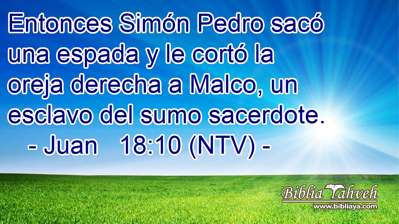 Entonces Simón Pedro sacó una espada y le cortó la oreja derecha a Malco, un esclavo del sumo sacerdote.