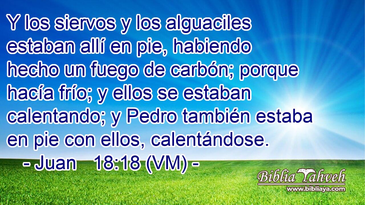  Y los siervos y los alguaciles estaban allí en pie, habiendo hecho un fuego de carbón; porque hacía frío; y ellos se estaban calentando; y Pedro también estaba en pie con ellos, calentándose. 