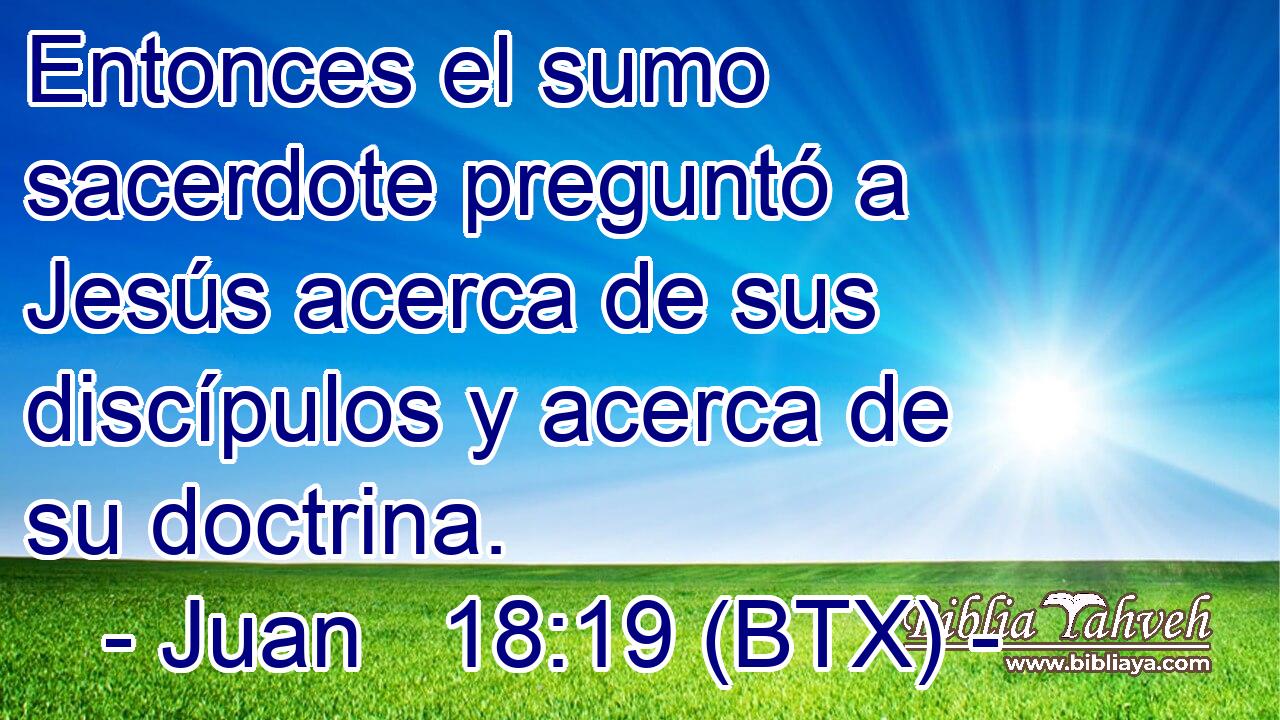 Entonces el sumo sacerdote preguntó a Jesús acerca de sus discípulos y acerca de su doctrina.