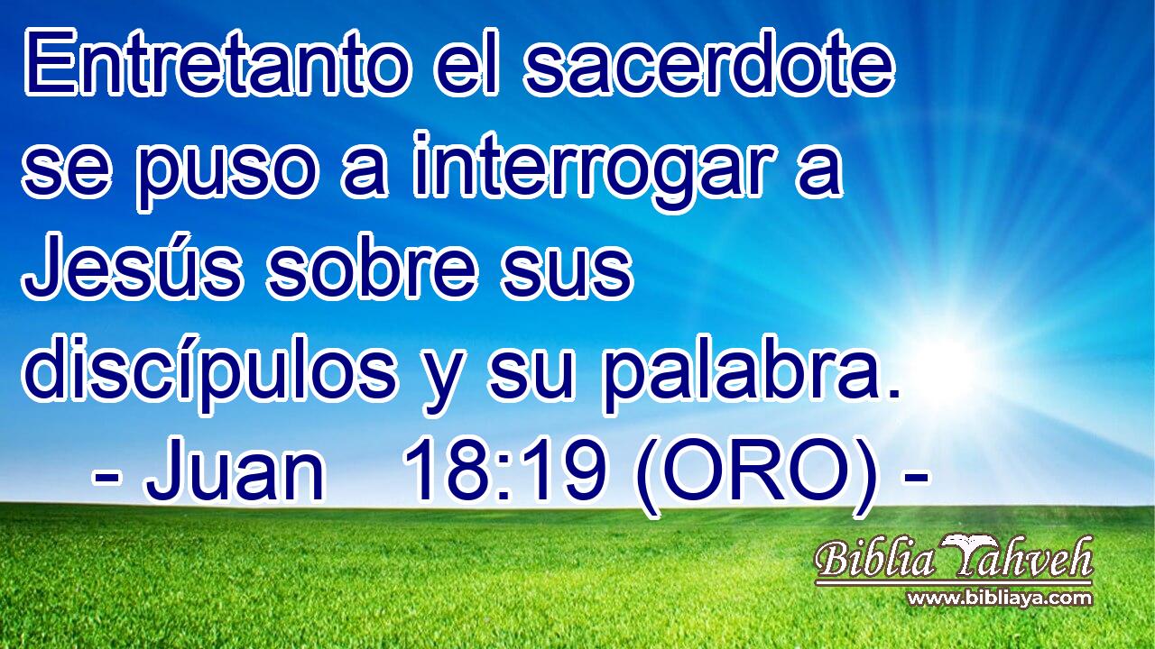  Entretanto el sacerdote se puso a interrogar a Jesús sobre sus discípulos y su palabra. 