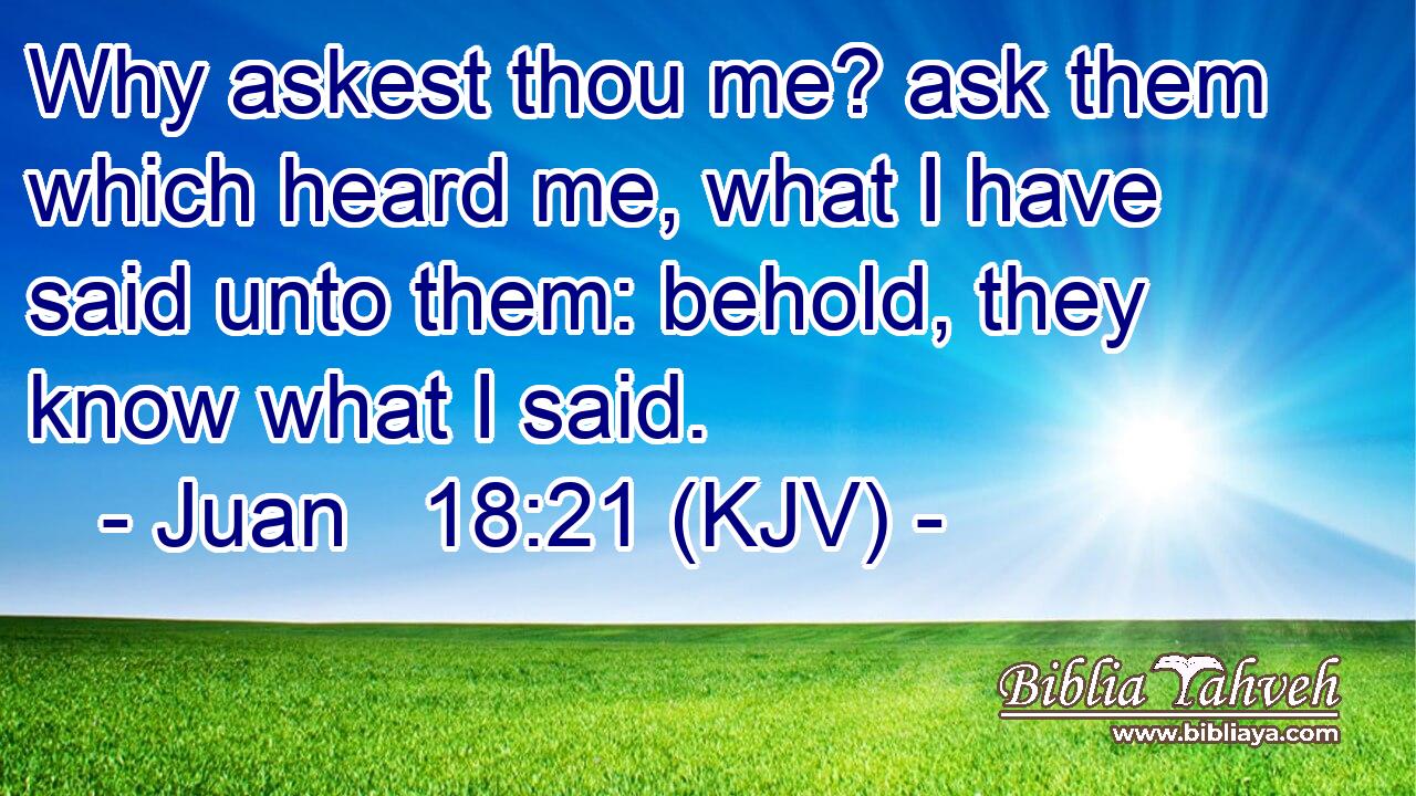 Why askest thou me? ask them which heard me, what I have said unto them: behold, they know what I said.