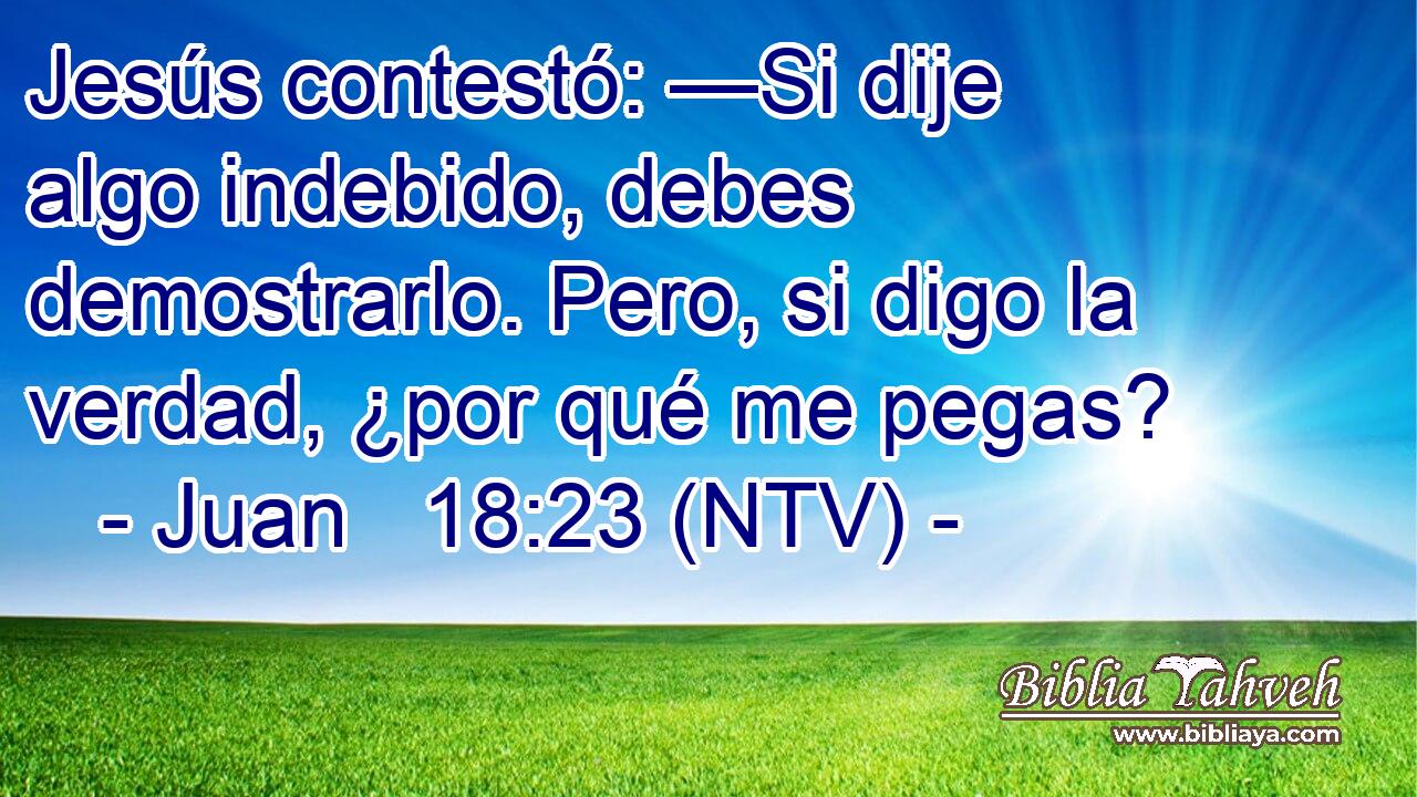 Jesús contestó: —Si dije algo indebido, debes demostrarlo. Pero, si digo la verdad, ¿por qué me pegas?
