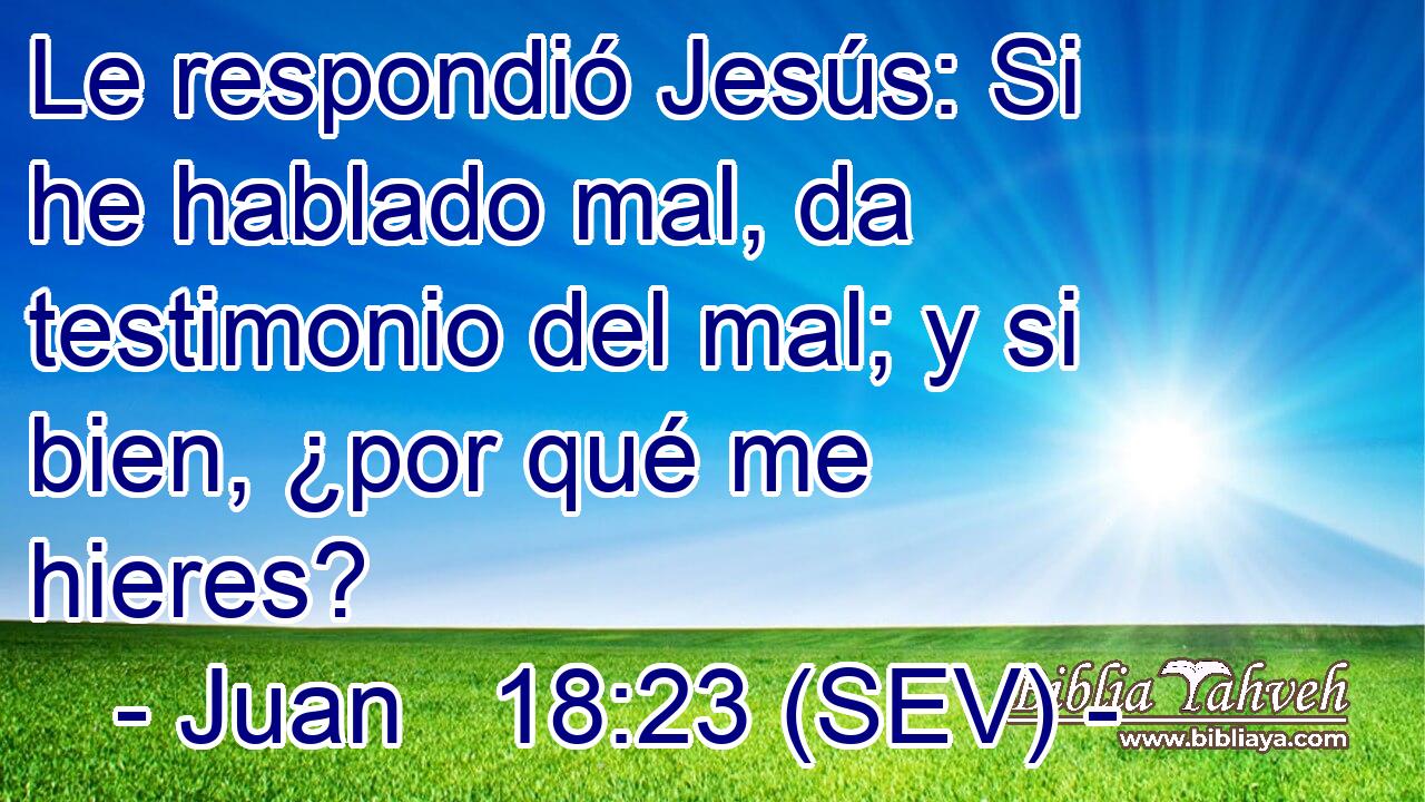 Le respondió Jesús: Si he hablado mal, da testimonio del mal; y si bien, ¿por qué me hieres?