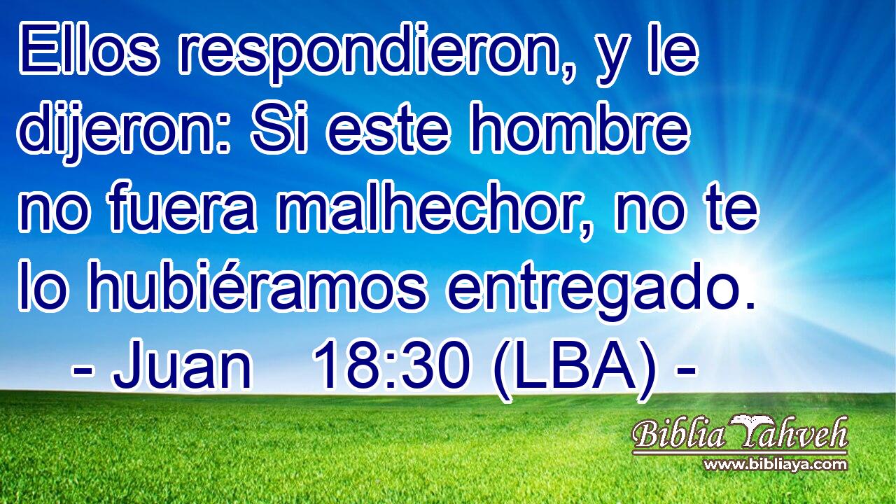 Ellos respondieron, y le dijeron: Si este hombre no fuera malhechor, no te lo hubiéramos entregado.