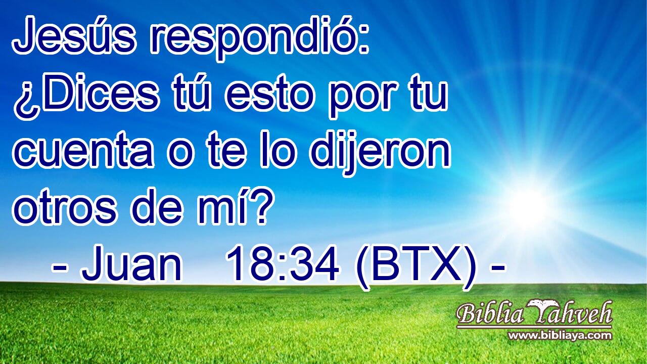 Jesús respondió: ¿Dices tú esto por tu cuenta o te lo dijeron otros de mí?