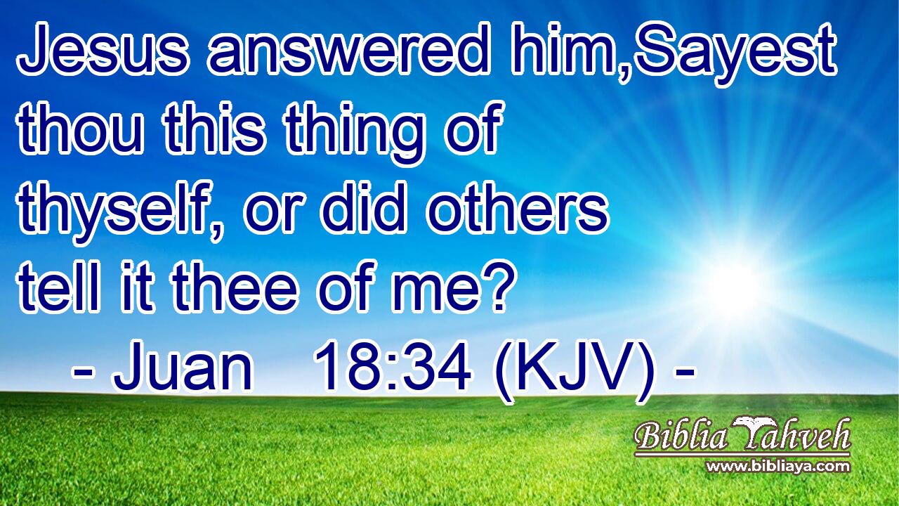 Jesus answered him,Sayest thou this thing of thyself, or did others tell it thee of me?