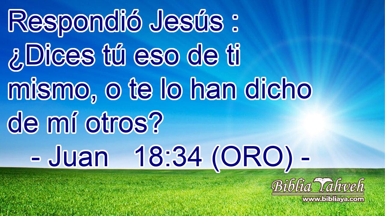  Respondió Jesús : ¿Dices tú eso de ti mismo, o te lo han dicho de mí otros? 