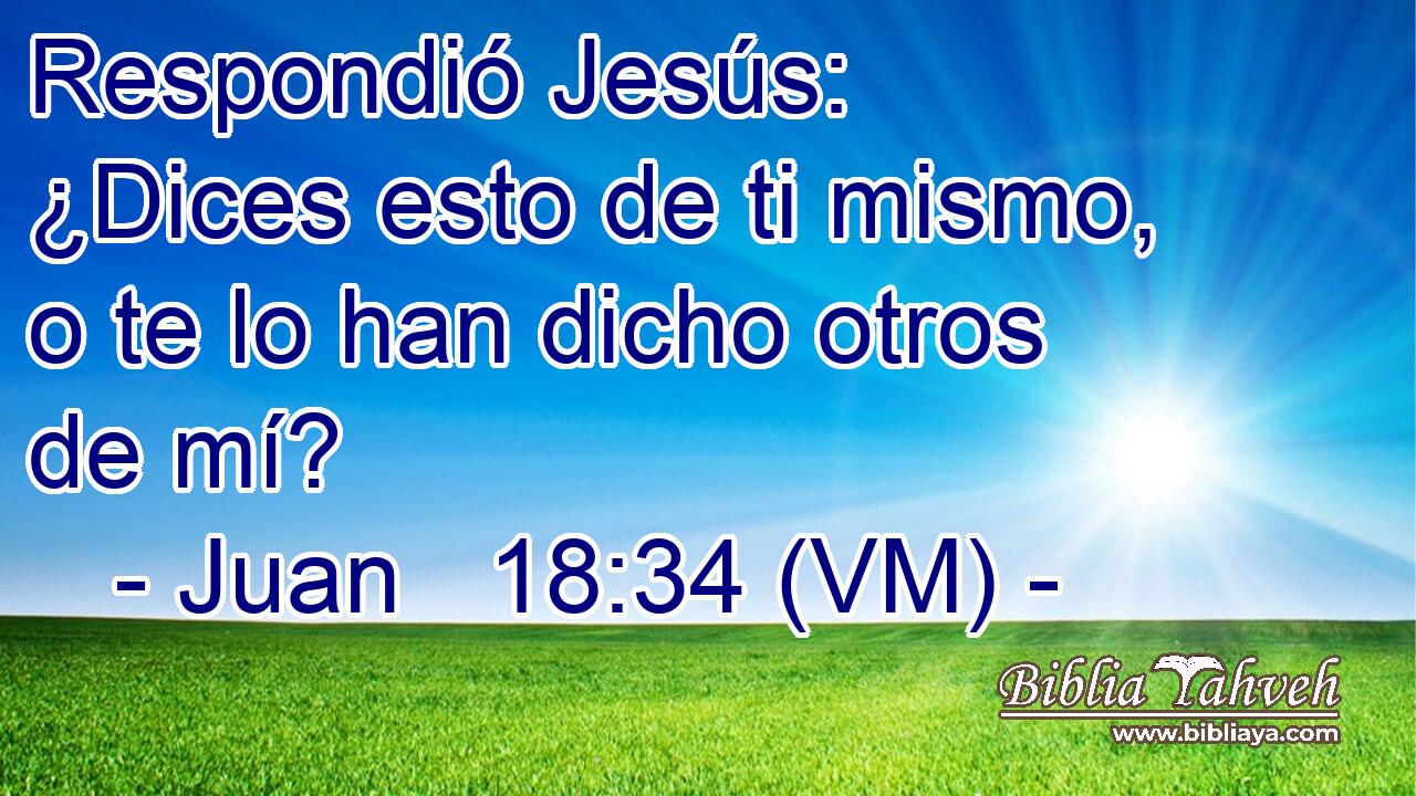  Respondió Jesús: ¿Dices esto de ti mismo, o te lo han dicho otros de mí? 