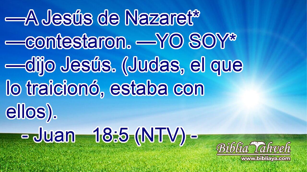 —A Jesús de Nazaret* —contestaron. —YO SOY* —dijo Jesús. (Judas, el que lo traicionó, estaba con ellos).