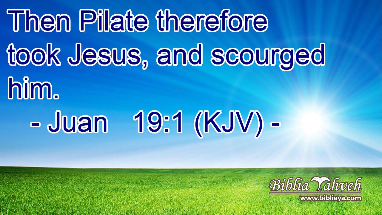 Then Pilate therefore took Jesus, and scourged him.