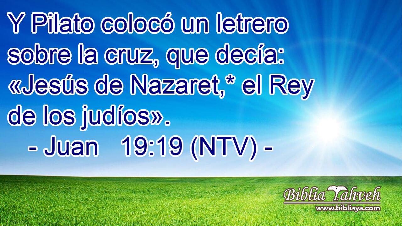 Y Pilato colocó un letrero sobre la cruz, que decía: «Jesús de Nazaret,* el Rey de los judíos».