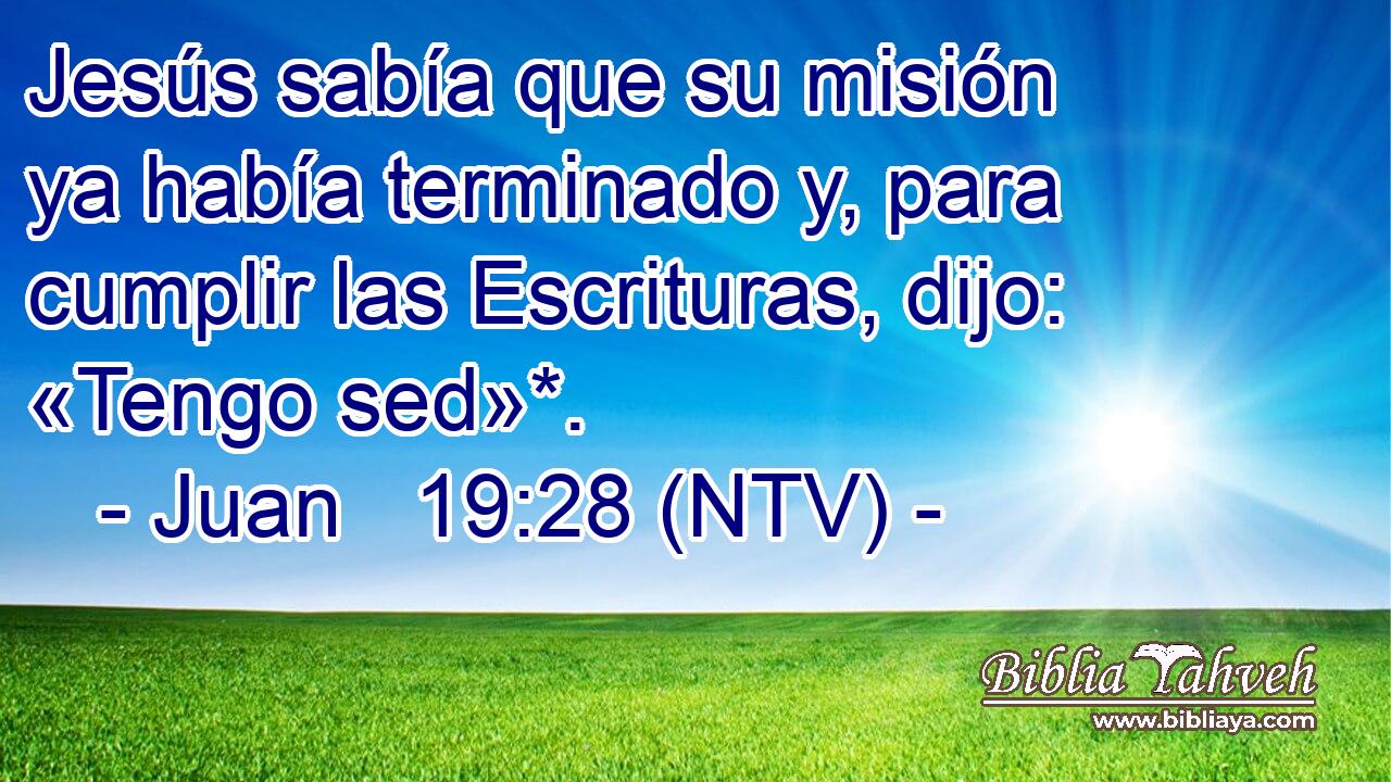 Jesús sabía que su misión ya había terminado y, para cumplir las Escrituras, dijo: «Tengo sed»*.