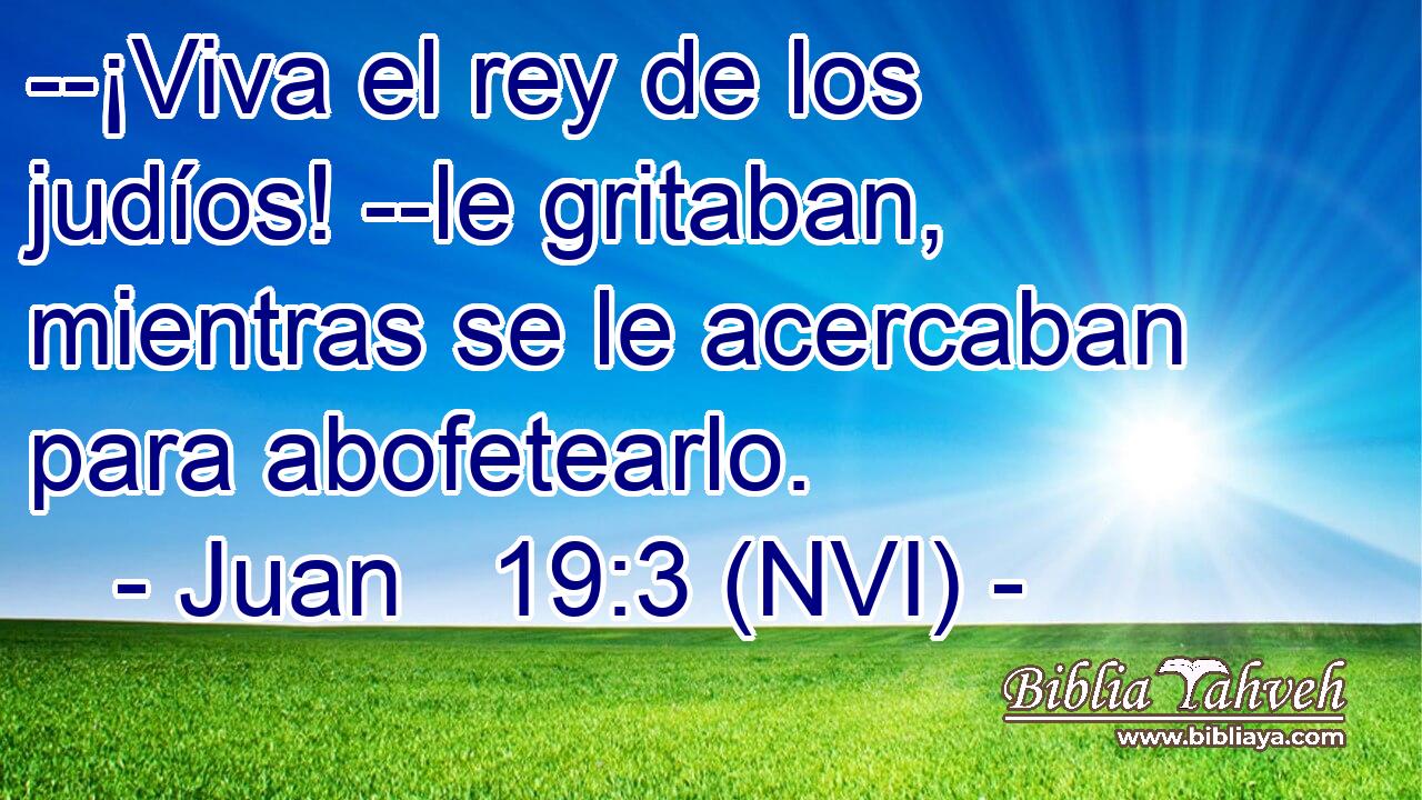  --¡Viva el rey de los judíos! --le gritaban, mientras se le acercaban para abofetearlo. 