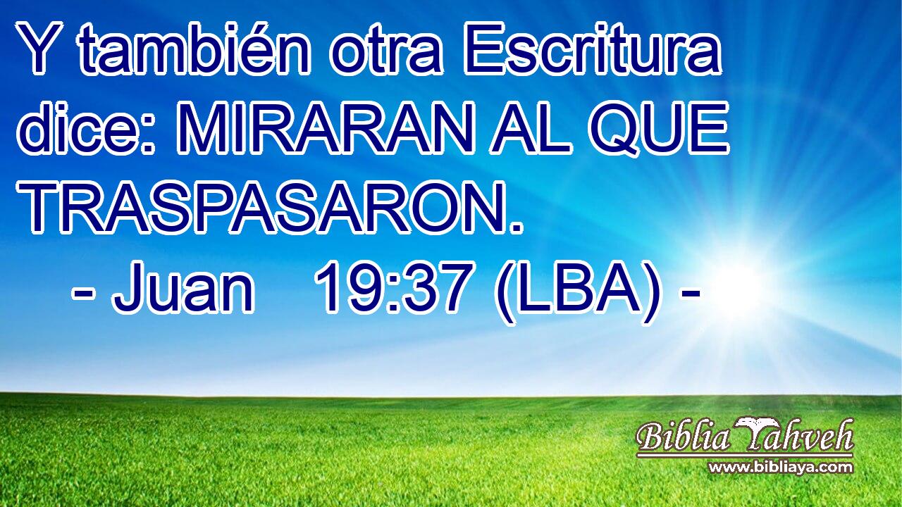 Y también otra Escritura dice: MIRARAN AL QUE TRASPASARON.